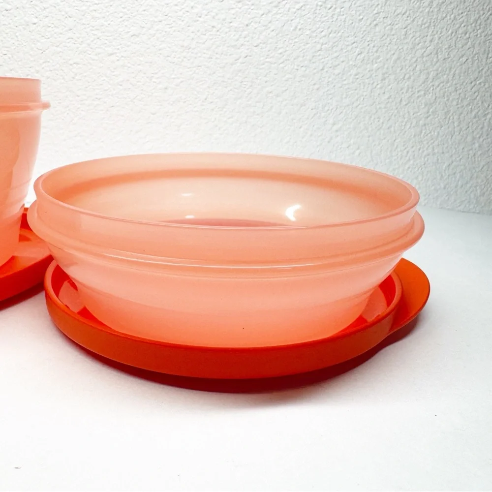 Tupperware Duo Bowl Set with Lids Orange